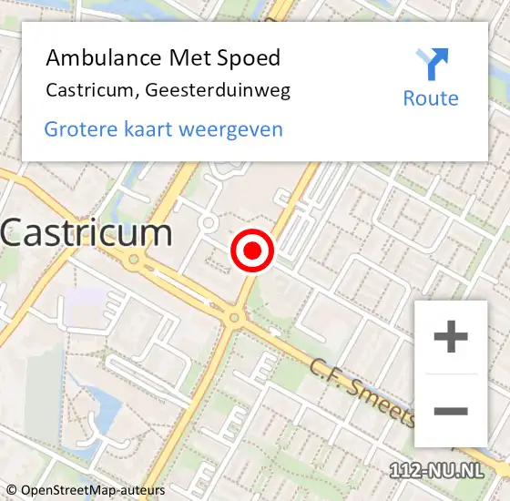 Locatie op kaart van de 112 melding: Ambulance Met Spoed Naar Castricum, Geesterduinweg op 17 februari 2022 14:33