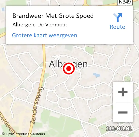 Locatie op kaart van de 112 melding: Brandweer Met Grote Spoed Naar Albergen, De Venmoat op 17 februari 2022 14:37