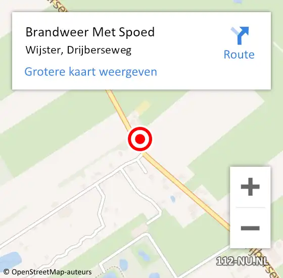 Locatie op kaart van de 112 melding: Brandweer Met Spoed Naar Wijster, Drijberseweg op 17 februari 2022 14:39