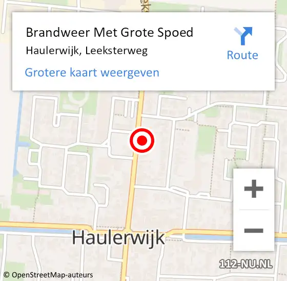 Locatie op kaart van de 112 melding: Brandweer Met Grote Spoed Naar Haulerwijk, Leeksterweg op 17 februari 2022 14:49