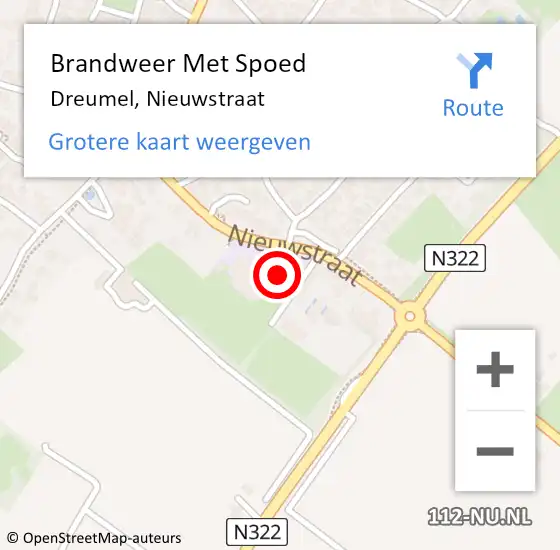 Locatie op kaart van de 112 melding: Brandweer Met Spoed Naar Dreumel, Nieuwstraat op 17 februari 2022 14:50