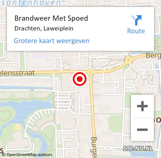 Locatie op kaart van de 112 melding: Brandweer Met Spoed Naar Drachten, Laweiplein op 17 februari 2022 14:53
