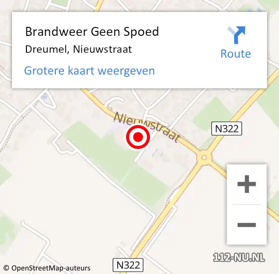 Locatie op kaart van de 112 melding: Brandweer Geen Spoed Naar Dreumel, Nieuwstraat op 17 februari 2022 14:54