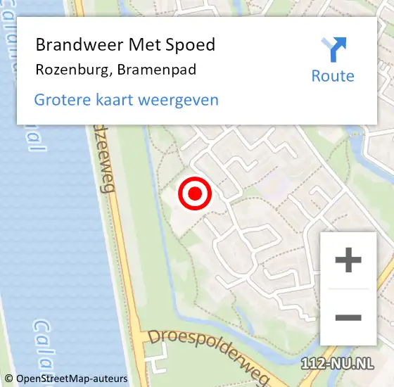 Locatie op kaart van de 112 melding: Brandweer Met Spoed Naar Rozenburg, Bramenpad op 17 februari 2022 14:55