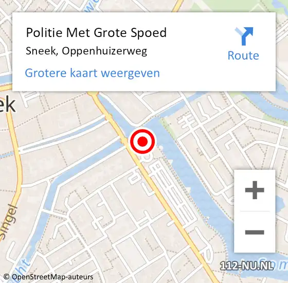 Locatie op kaart van de 112 melding: Politie Met Grote Spoed Naar Sneek, Oppenhuizerweg op 17 februari 2022 15:01