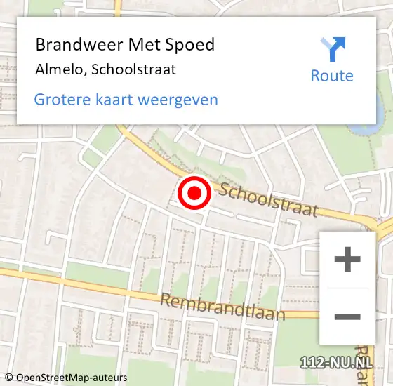 Locatie op kaart van de 112 melding: Brandweer Met Spoed Naar Almelo, Schoolstraat op 17 februari 2022 15:05