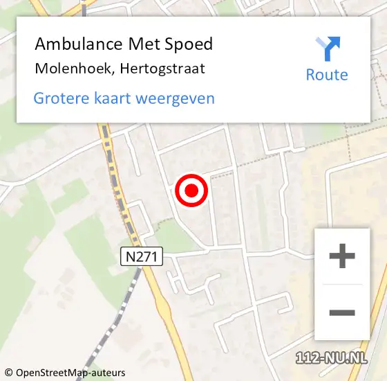 Locatie op kaart van de 112 melding: Ambulance Met Spoed Naar Molenhoek, Hertogstraat op 17 februari 2022 15:13
