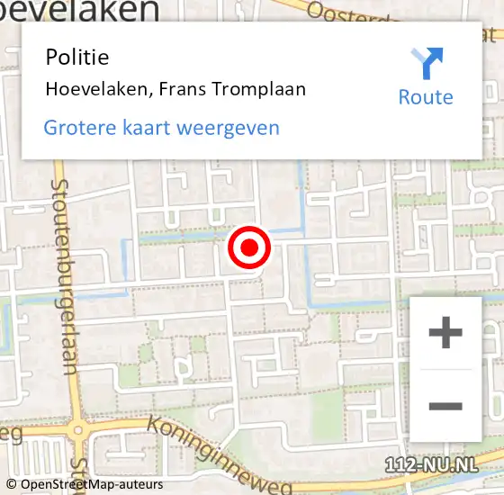 Locatie op kaart van de 112 melding: Politie Hoevelaken, Frans Tromplaan op 17 februari 2022 15:14