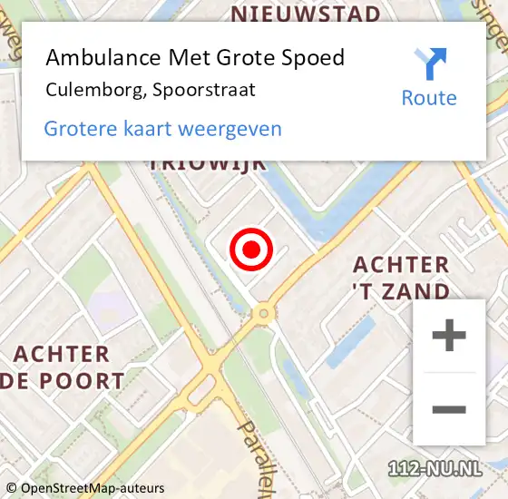 Locatie op kaart van de 112 melding: Ambulance Met Grote Spoed Naar Culemborg, Spoorstraat op 17 februari 2022 15:14