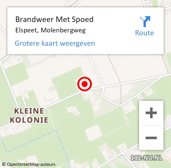 Locatie op kaart van de 112 melding: Brandweer Met Spoed Naar Elspeet, Molenbergweg op 17 februari 2022 15:35