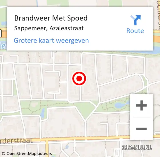 Locatie op kaart van de 112 melding: Brandweer Met Spoed Naar Sappemeer, Azaleastraat op 17 februari 2022 15:39