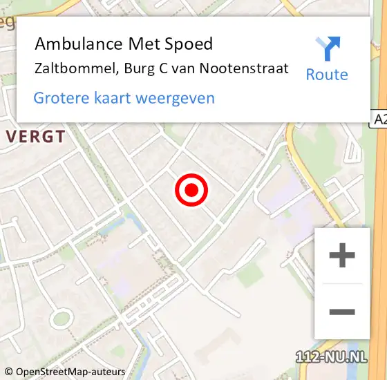 Locatie op kaart van de 112 melding: Ambulance Met Spoed Naar Zaltbommel, Burg C van Nootenstraat op 17 februari 2022 15:56