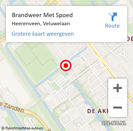 Locatie op kaart van de 112 melding: Brandweer Met Spoed Naar Heerenveen, Veluwelaan op 17 februari 2022 15:58