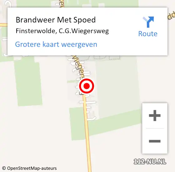 Locatie op kaart van de 112 melding: Brandweer Met Spoed Naar Finsterwolde, C.G.Wiegersweg op 17 februari 2022 16:01