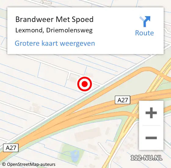 Locatie op kaart van de 112 melding: Brandweer Met Spoed Naar Lexmond, Driemolensweg op 17 februari 2022 16:13