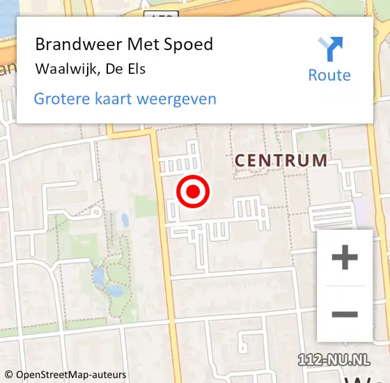 Locatie op kaart van de 112 melding: Brandweer Met Spoed Naar Waalwijk, De Els op 17 februari 2022 16:13