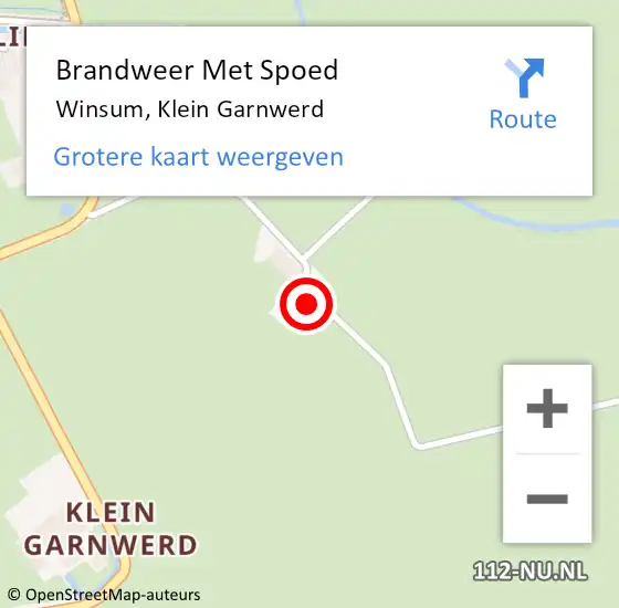 Locatie op kaart van de 112 melding: Brandweer Met Spoed Naar Winsum, Klein Garnwerd op 17 februari 2022 16:27