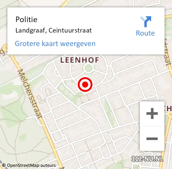 Locatie op kaart van de 112 melding: Politie Landgraaf, Ceintuurstraat op 17 februari 2022 16:28