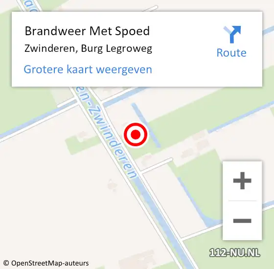 Locatie op kaart van de 112 melding: Brandweer Met Spoed Naar Zwinderen, Burg Legroweg op 17 februari 2022 16:35