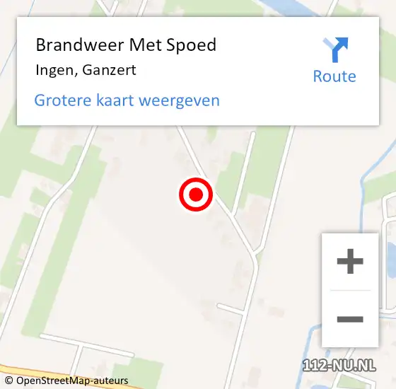 Locatie op kaart van de 112 melding: Brandweer Met Spoed Naar Ingen, Ganzert op 17 februari 2022 16:42