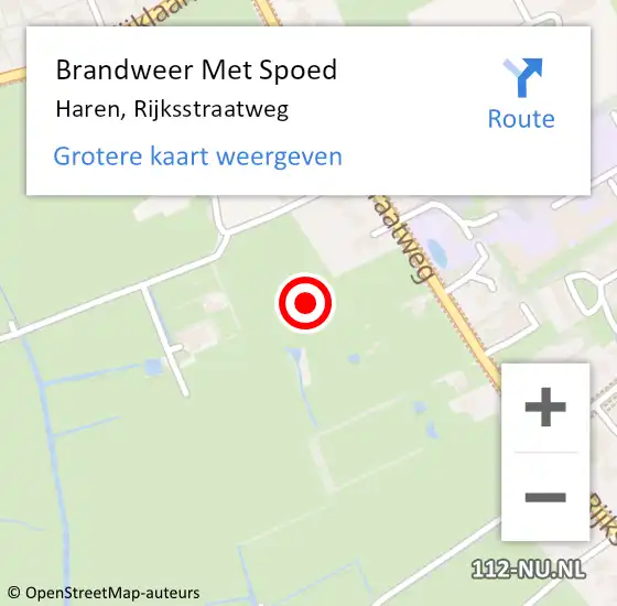 Locatie op kaart van de 112 melding: Brandweer Met Spoed Naar Haren, Rijksstraatweg op 17 februari 2022 16:43
