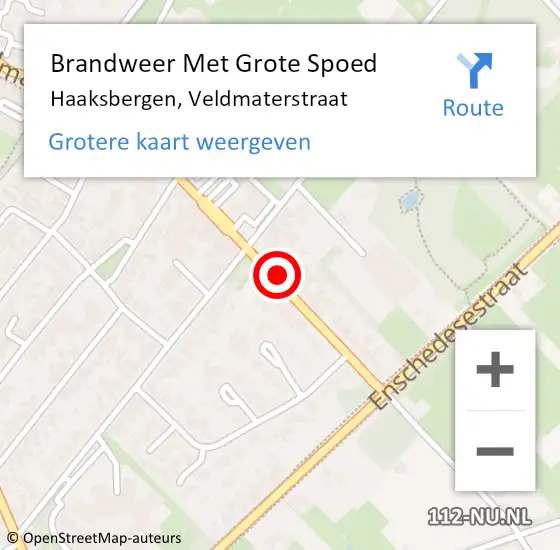 Locatie op kaart van de 112 melding: Brandweer Met Grote Spoed Naar Haaksbergen, Veldmaterstraat op 17 februari 2022 16:50