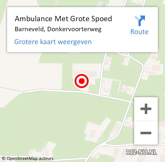 Locatie op kaart van de 112 melding: Ambulance Met Grote Spoed Naar Barneveld, Donkervoorterweg op 17 februari 2022 16:57