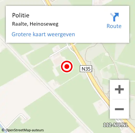 Locatie op kaart van de 112 melding: Politie Raalte, Heinoseweg op 17 februari 2022 16:59