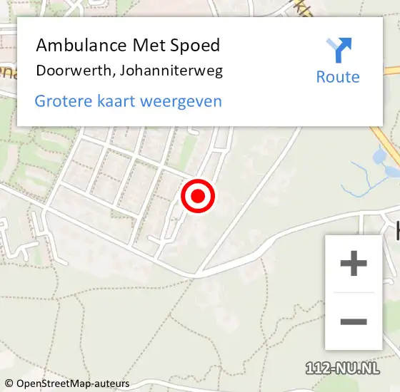 Locatie op kaart van de 112 melding: Ambulance Met Spoed Naar Doorwerth, Johanniterweg op 17 februari 2022 17:02