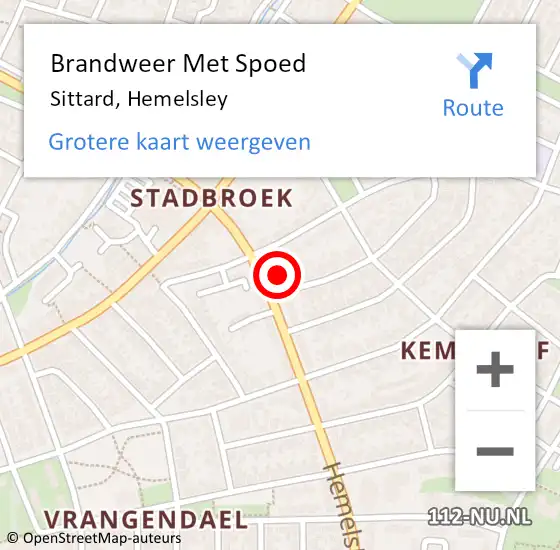 Locatie op kaart van de 112 melding: Brandweer Met Spoed Naar Sittard, Hemelsley op 17 februari 2022 17:02