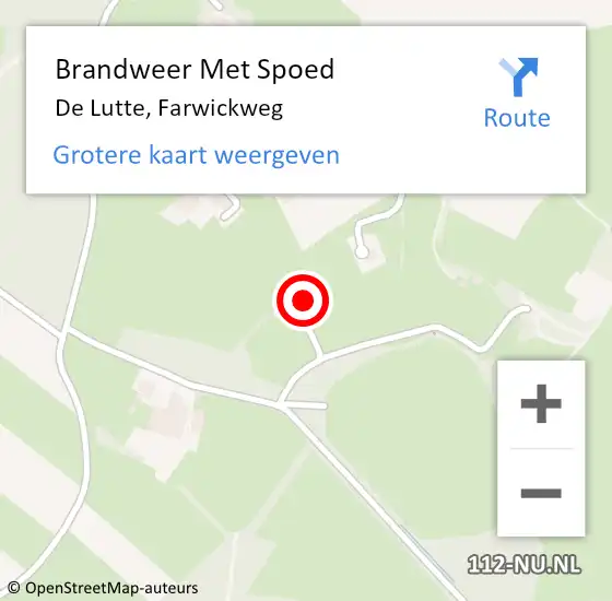 Locatie op kaart van de 112 melding: Brandweer Met Spoed Naar De Lutte, Farwickweg op 17 februari 2022 17:02