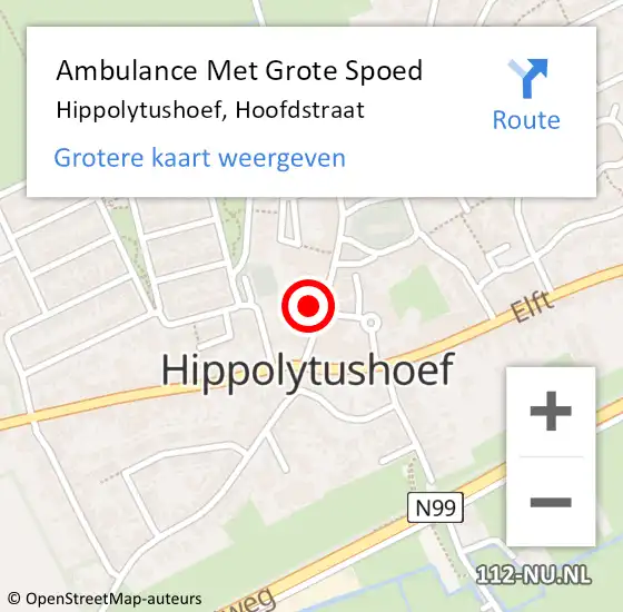 Locatie op kaart van de 112 melding: Ambulance Met Grote Spoed Naar Hippolytushoef, Hoofdstraat op 17 februari 2022 17:07