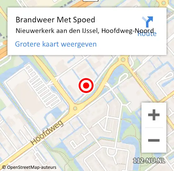 Locatie op kaart van de 112 melding: Brandweer Met Spoed Naar Nieuwerkerk aan den IJssel, Hoofdweg-Noord op 17 februari 2022 17:09