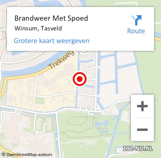 Locatie op kaart van de 112 melding: Brandweer Met Spoed Naar Winsum, Tasveld op 17 februari 2022 17:12