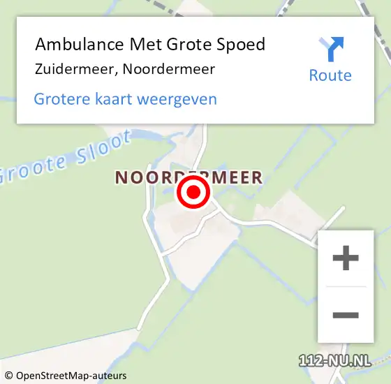 Locatie op kaart van de 112 melding: Ambulance Met Grote Spoed Naar Zuidermeer, Noordermeer op 17 februari 2022 17:21