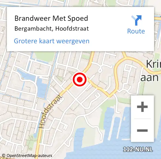 Locatie op kaart van de 112 melding: Brandweer Met Spoed Naar Bergambacht, Hoofdstraat op 17 februari 2022 17:24