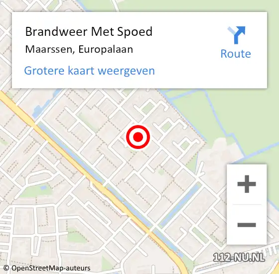 Locatie op kaart van de 112 melding: Brandweer Met Spoed Naar Maarssen, Europalaan op 17 februari 2022 17:36