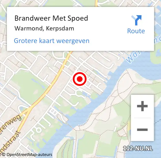 Locatie op kaart van de 112 melding: Brandweer Met Spoed Naar Warmond, Kerpsdam op 17 februari 2022 17:59