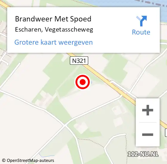 Locatie op kaart van de 112 melding: Brandweer Met Spoed Naar Escharen, Vegetasscheweg op 17 februari 2022 18:04