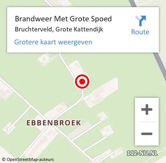 Locatie op kaart van de 112 melding: Brandweer Met Grote Spoed Naar Bruchterveld, Grote Kattendijk op 17 februari 2022 18:24