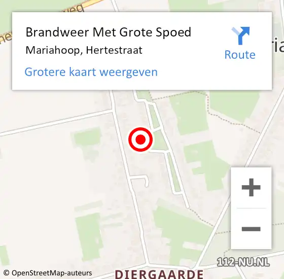 Locatie op kaart van de 112 melding: Brandweer Met Grote Spoed Naar Mariahoop, Hertestraat op 17 februari 2022 18:33