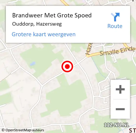 Locatie op kaart van de 112 melding: Brandweer Met Grote Spoed Naar Ouddorp, Hazersweg op 17 februari 2022 18:37