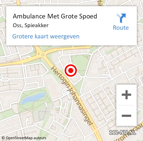 Locatie op kaart van de 112 melding: Ambulance Met Grote Spoed Naar Oss, Spieakker op 8 juli 2014 15:26