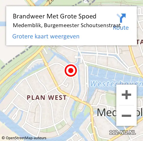 Locatie op kaart van de 112 melding: Brandweer Met Grote Spoed Naar Medemblik, Burgemeester Schoutsenstraat op 17 februari 2022 19:05