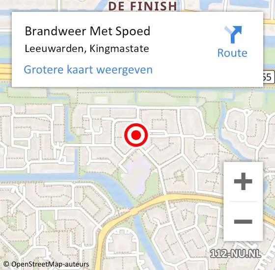 Locatie op kaart van de 112 melding: Brandweer Met Spoed Naar Leeuwarden, Kingmastate op 17 februari 2022 19:08