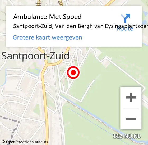 Locatie op kaart van de 112 melding: Ambulance Met Spoed Naar Santpoort-Zuid, Van den Bergh van Eysingaplantsoen op 17 februari 2022 19:11