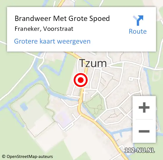 Locatie op kaart van de 112 melding: Brandweer Met Grote Spoed Naar Franeker, Voorstraat op 17 februari 2022 19:17