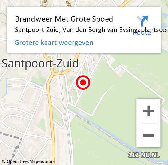 Locatie op kaart van de 112 melding: Brandweer Met Grote Spoed Naar Santpoort-Zuid, Van den Bergh van Eysingaplantsoen op 17 februari 2022 19:40