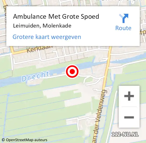 Locatie op kaart van de 112 melding: Ambulance Met Grote Spoed Naar Leimuiden, Molenkade op 17 februari 2022 19:51