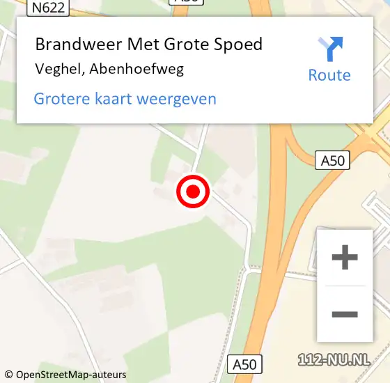 Locatie op kaart van de 112 melding: Brandweer Met Grote Spoed Naar Veghel, Abenhoefweg op 17 februari 2022 19:59